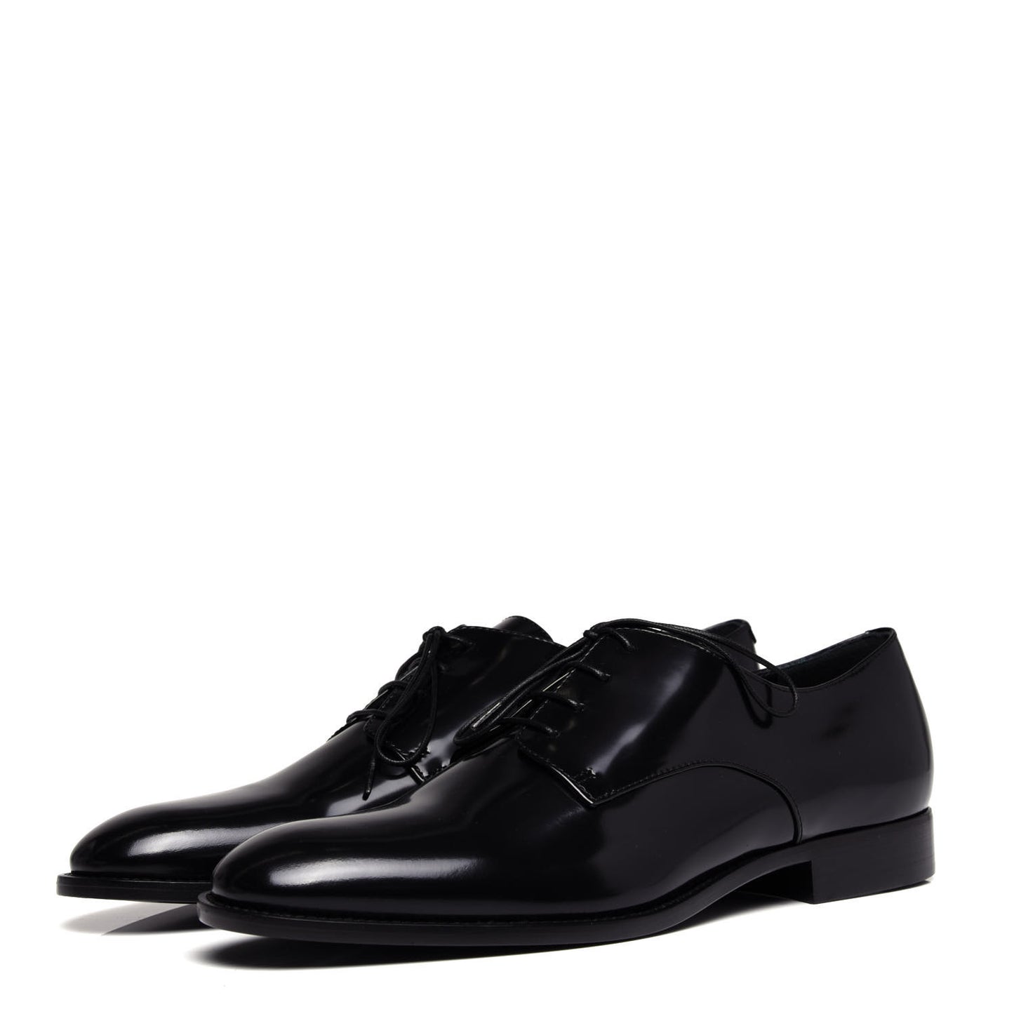 Polished Calfskin Mens Derby Shoe 40 Black