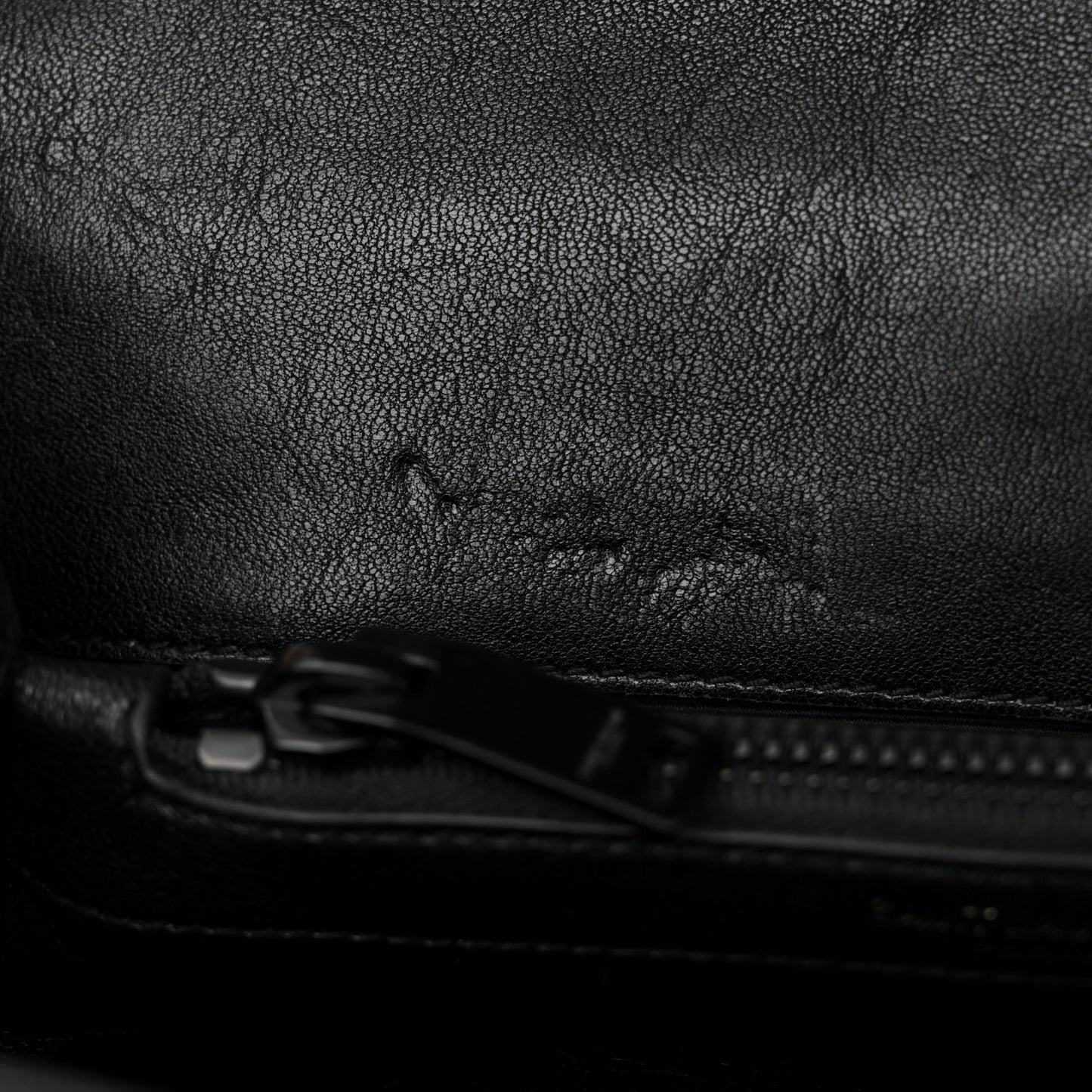 Sheepskin Matelasse Chevron Monogram Monochrome Medium College Bag Black