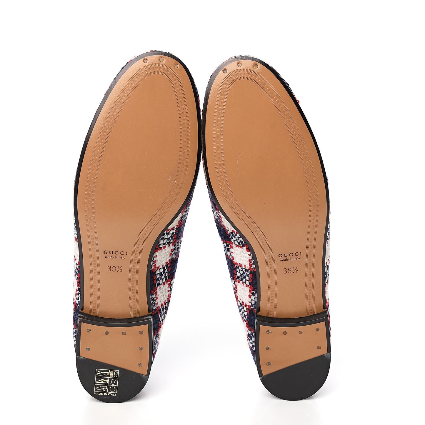 Vintage Tweed Check Horsebit Womens Jordaan Loafers 39.5 White Hibiscus Red Marine