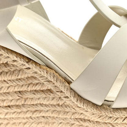 Saint Laurent Calfskin Tribute 95 Platform Espadrille Wedge Sandals 39 Porcellana 11 of 15