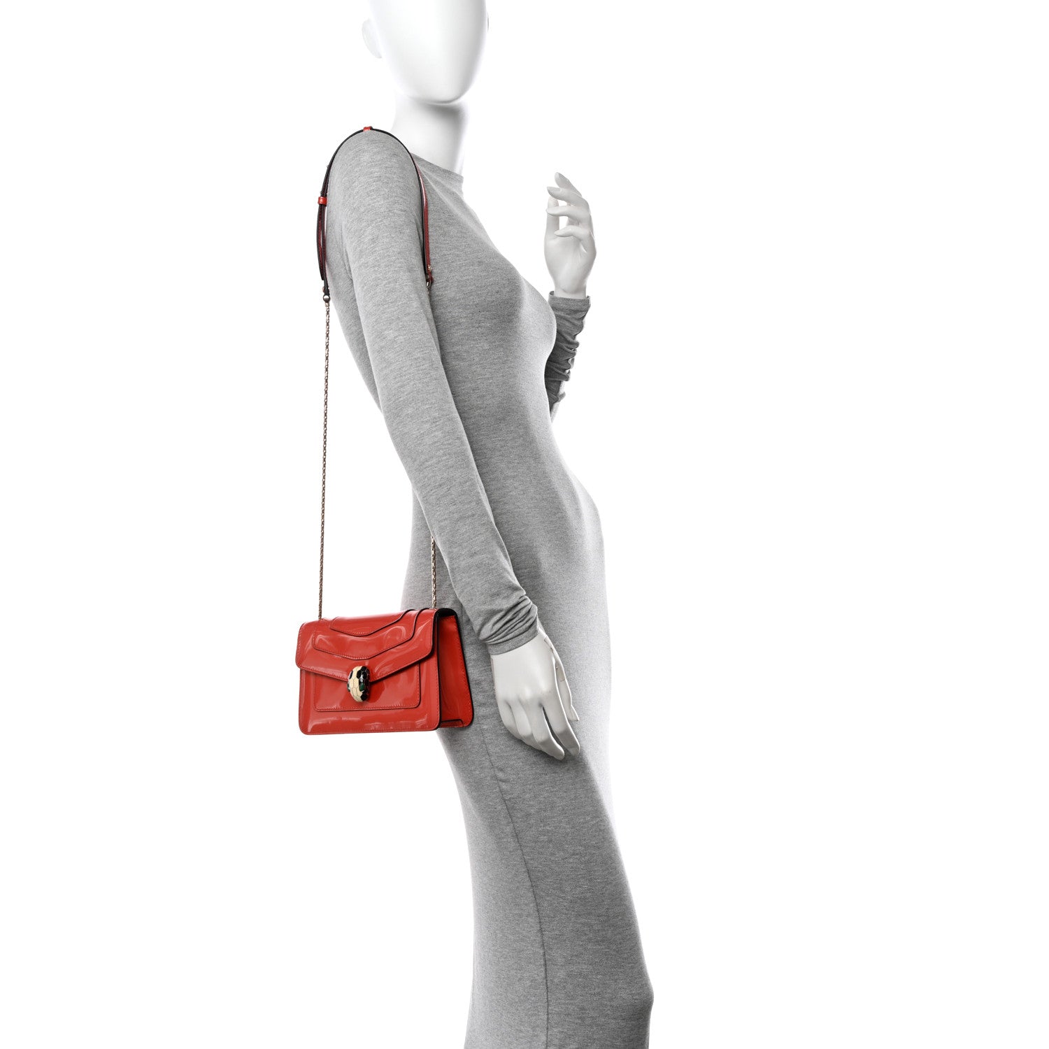 Bulgari Patent Serpenti Forever Small Shoulder Bag Orange 2 of 12