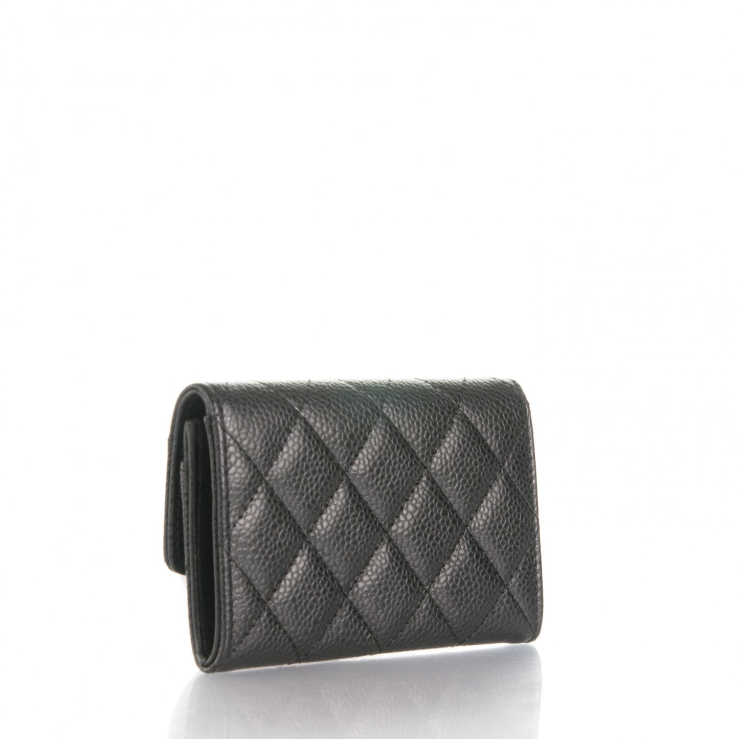 Caviar Quilted Flap Card Holder Black