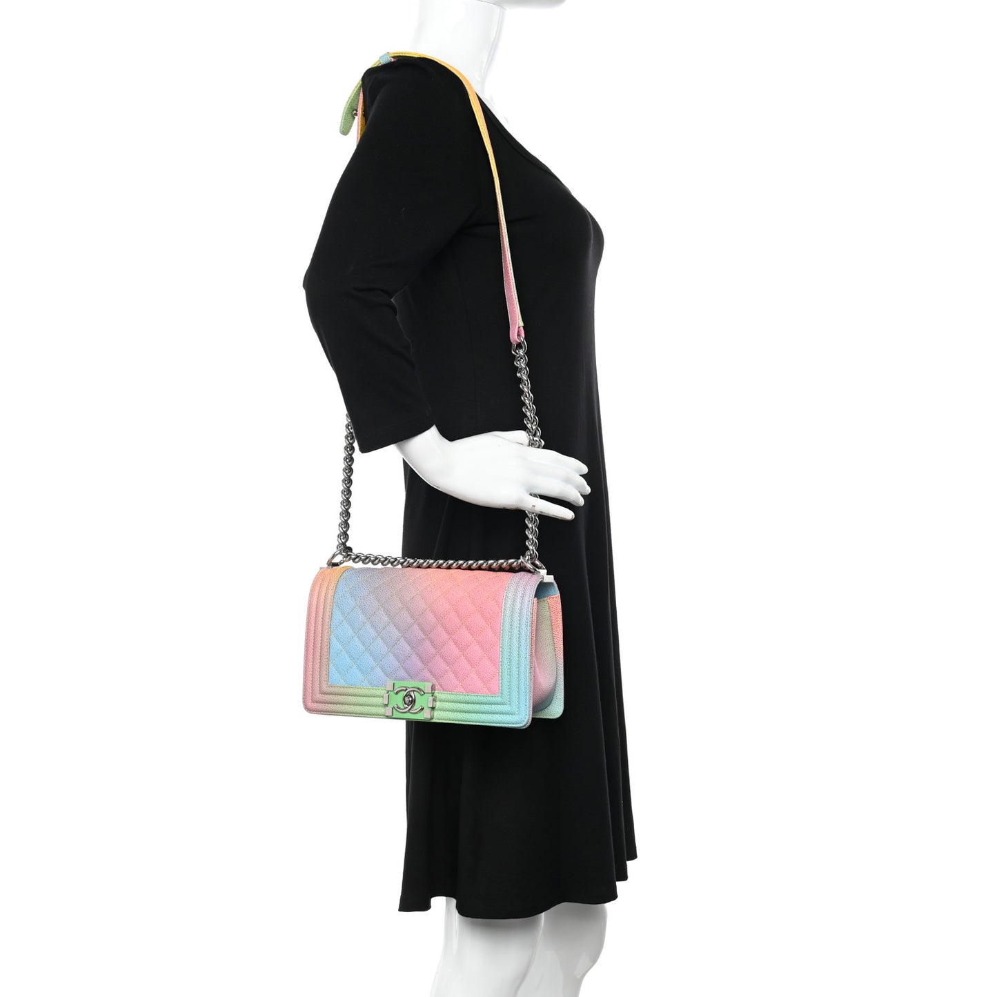 Caviar Quilted Medium Cuba Rainbow Boy Flap Multicolor