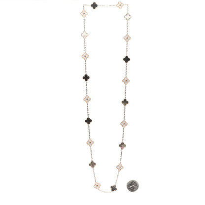 Van Cleef & Arpels 18K Rose Gold Diamond Gray Mother of Pearl 20 Motifs Vintage Alhambra Necklace 3 of 7