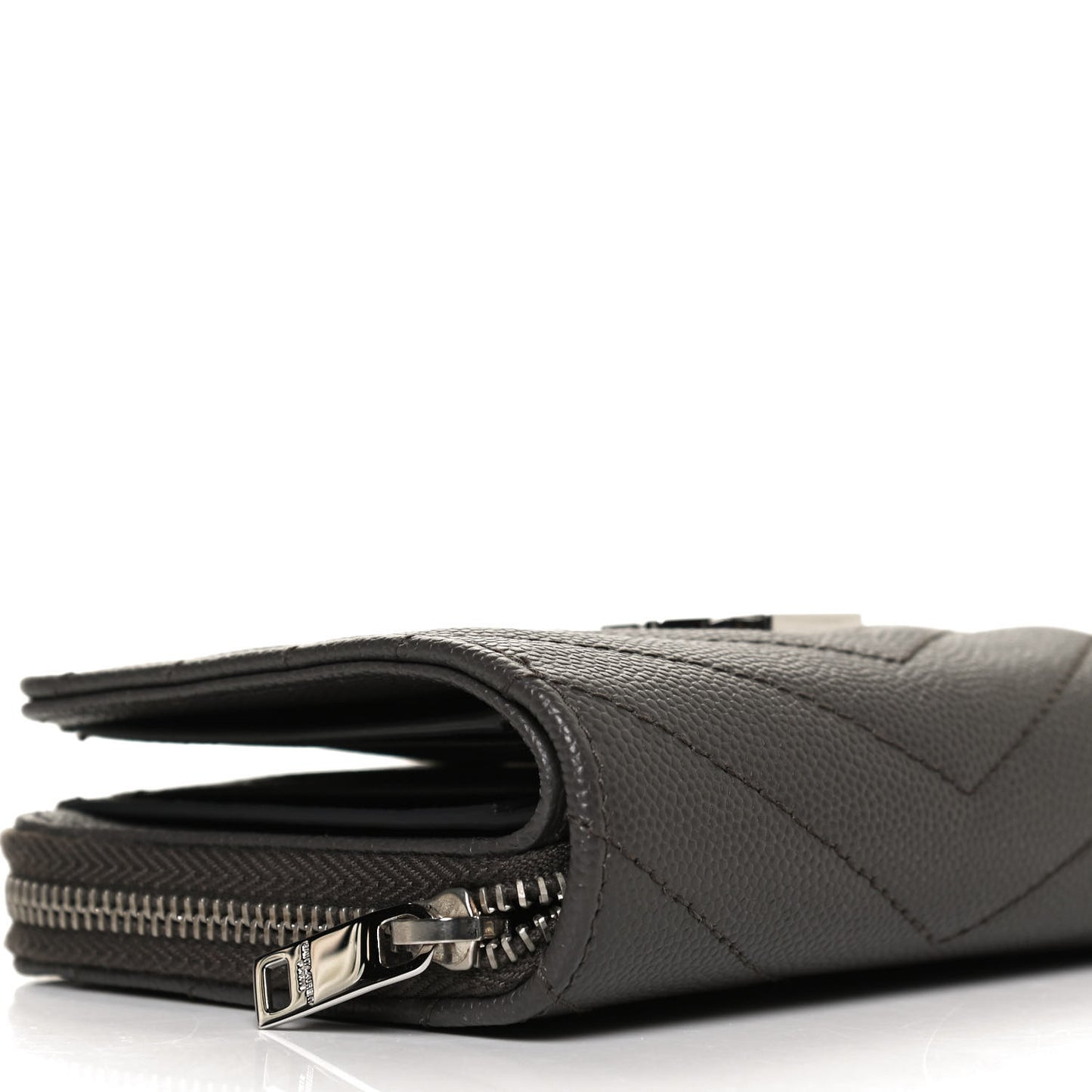 Grain De Poudre Matelasse Chevron Monogram Compact Zip Around Wallet Earth