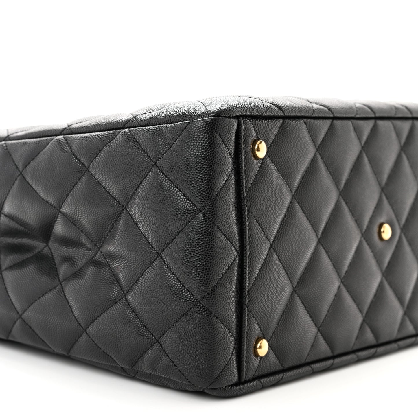 Caviar Quilted Small Shopping Tote Black