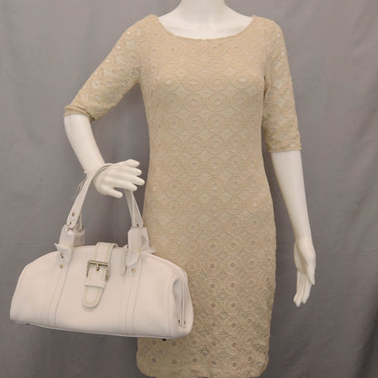 Christian Dior CHRISTIAN DIOR Leather Charm Fermoir Satchel White 2 of 7