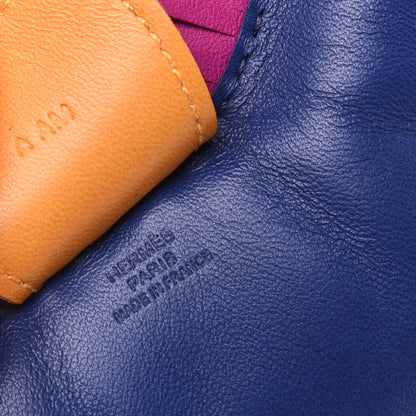 Hermes Milo Lambskin Grigri Rodeo Bag Charm GM Saphir Rose Pourpre Naturel Bouton D'Or 3 of 7