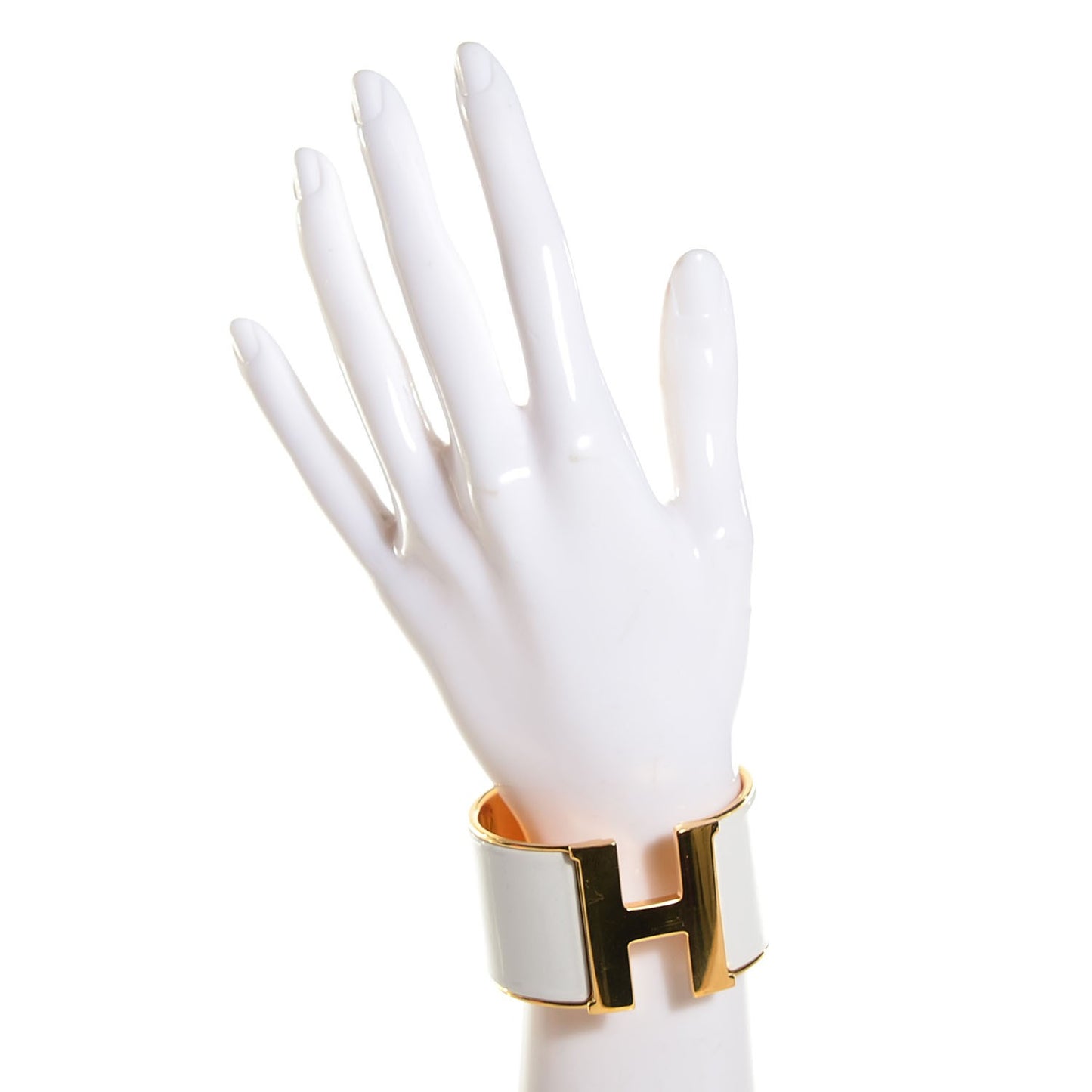 Enamel Extra Wide Clic Clac H Bracelet PM White