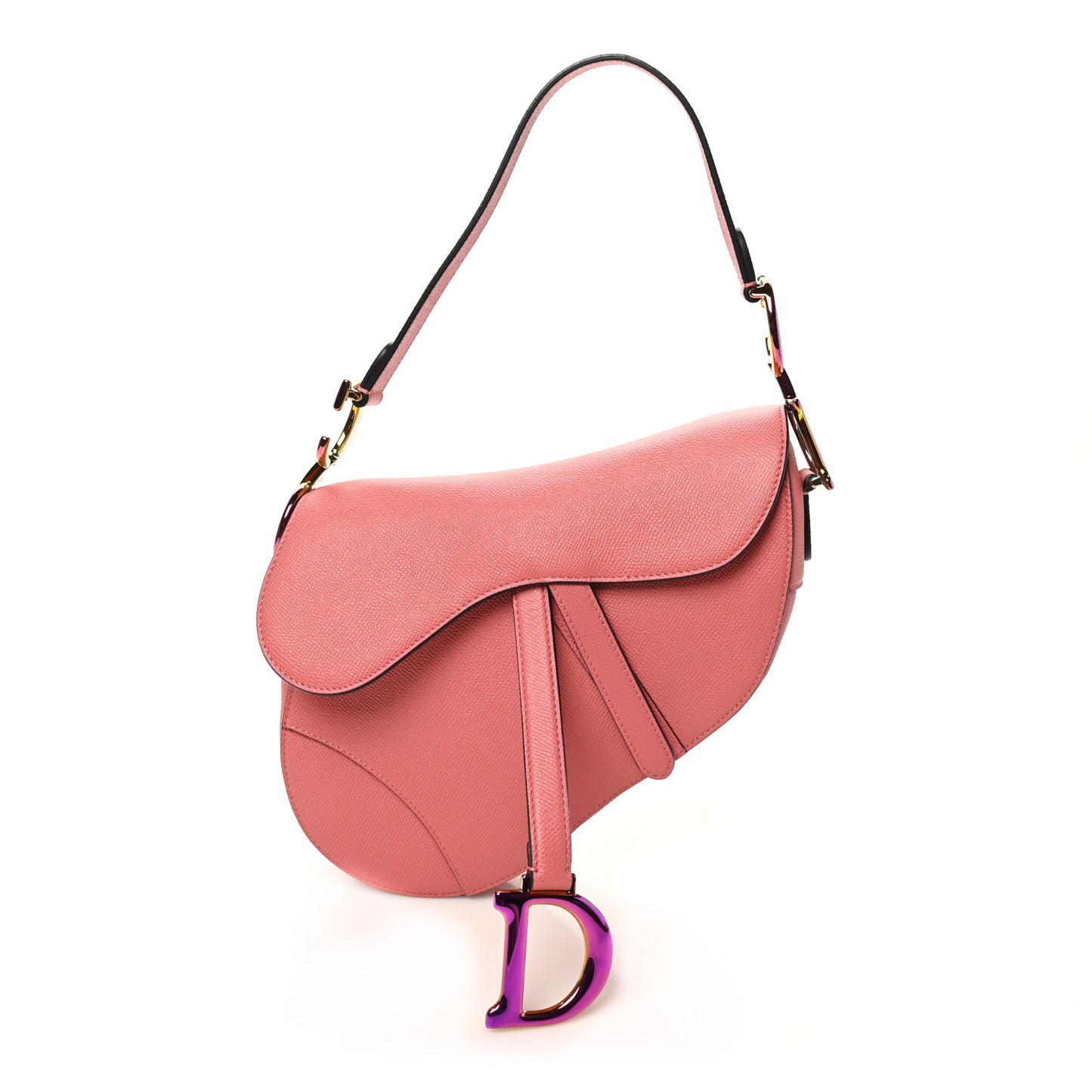 Grained Calfskin Saddle Bag Pink