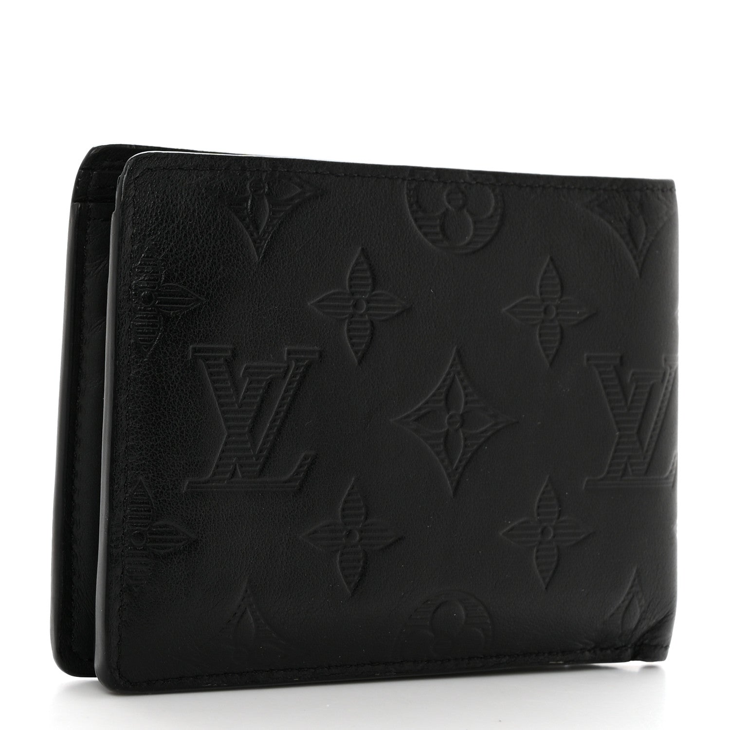 Louis Vuitton Calfskin Monogram Shadow Multiple Wallet Black 3 of 8