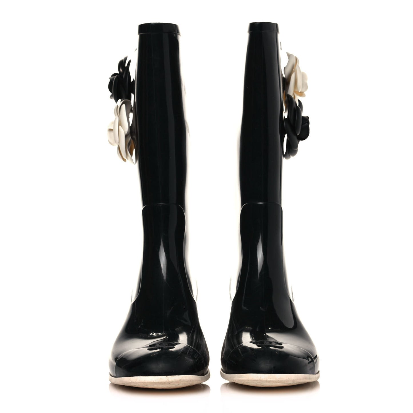 Rubber Camellia Rain Boots 41 Black