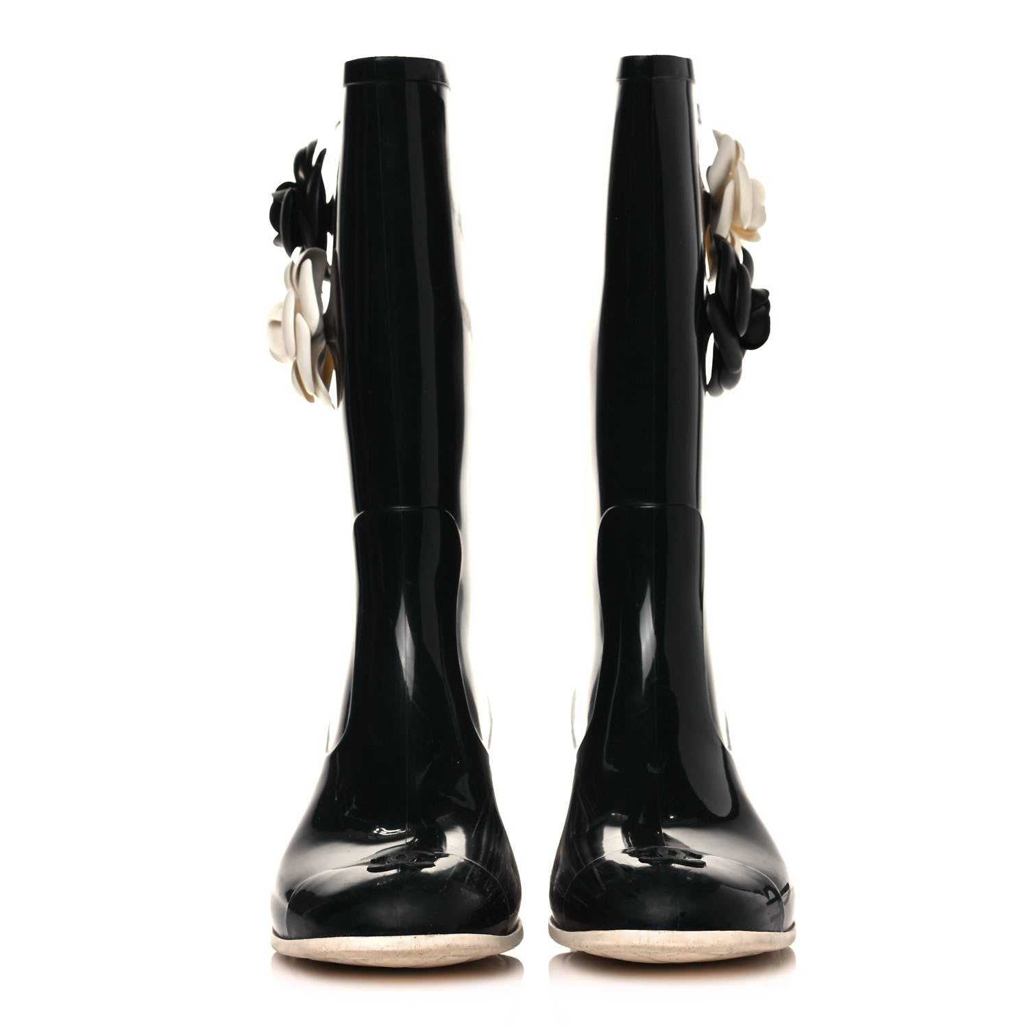 Chanel Rubber Camellia Rain Boots 41 Black 2 of 9