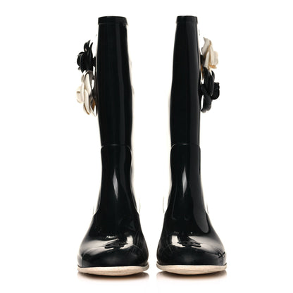 Chanel Rubber Camellia Rain Boots 41 Black 2 of 9