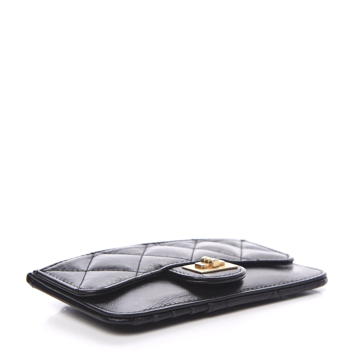 Chanel Aged Calfskin Quilted Reissue Flap Zip Card Holder Black 3 of 7