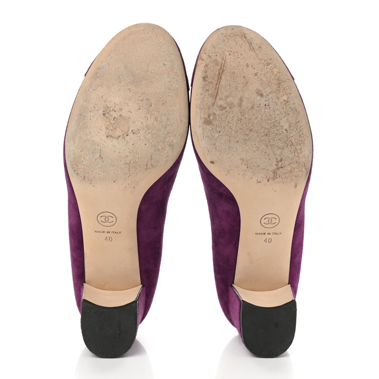 Chanel Suede Calfskin Camellia Ballerina Pumps 40 Purple 5 of 10