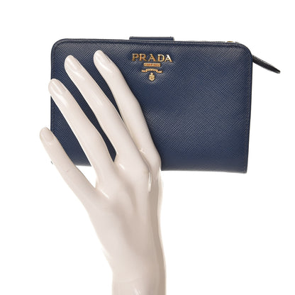 Prada Saffiano Metal Compact Wallet Bleuette 2 of 7