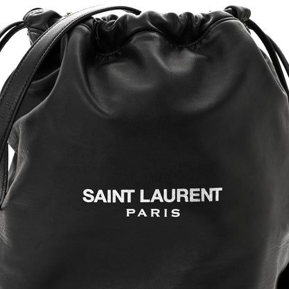 Saint Laurent Lambskin Teddy Drawstring Bag Black 7 of 9