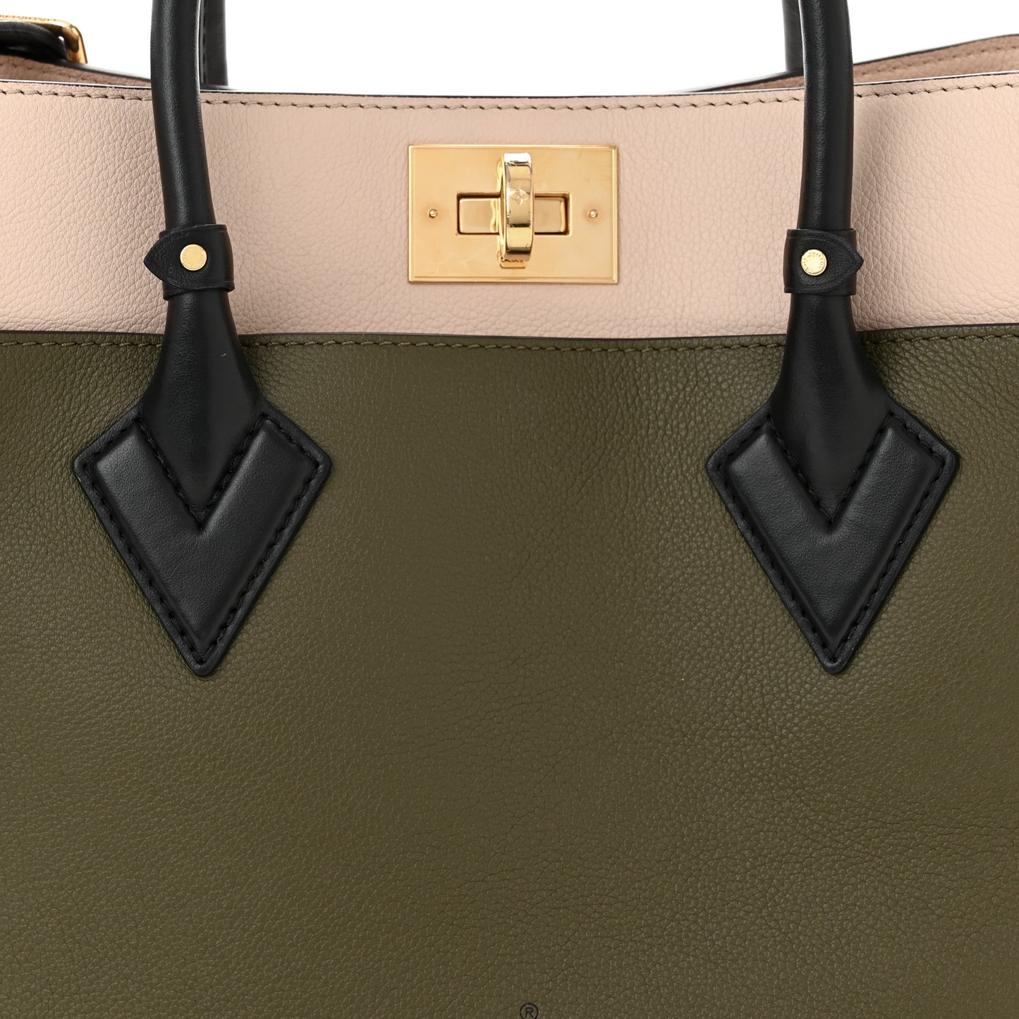 Calfskin Monogram On My Side MM Laurier Green Toffee Latte Beige