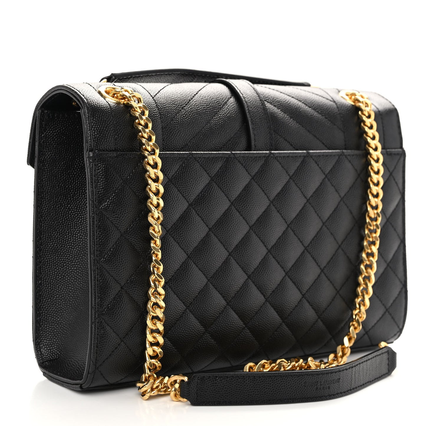 Grain De Poudre Textured Mixed Matelasse Triquilt Medium Monogram Satchel Black