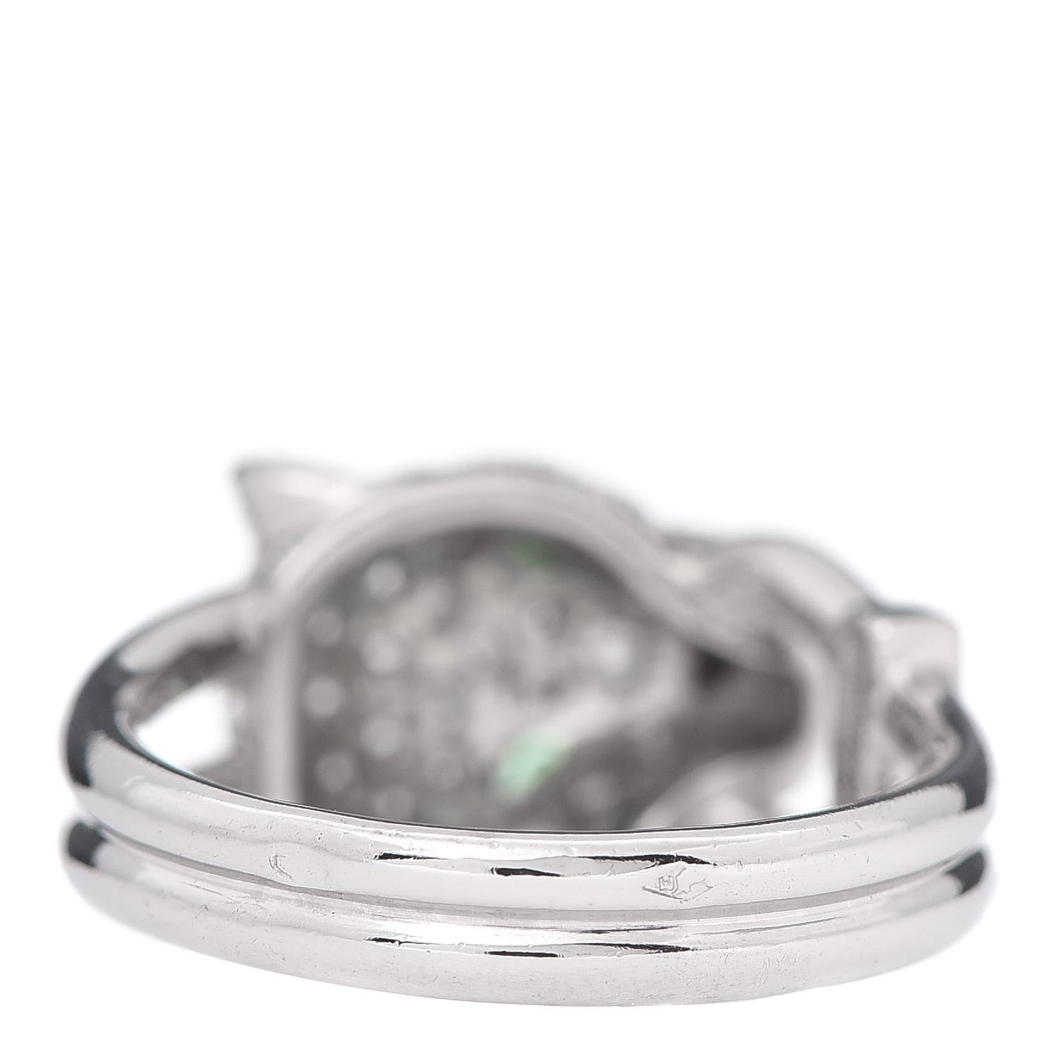 Cartier 18K White Gold Diamond Emerald Black Onyx Panthere de Ring 51 5.75 4 of 5