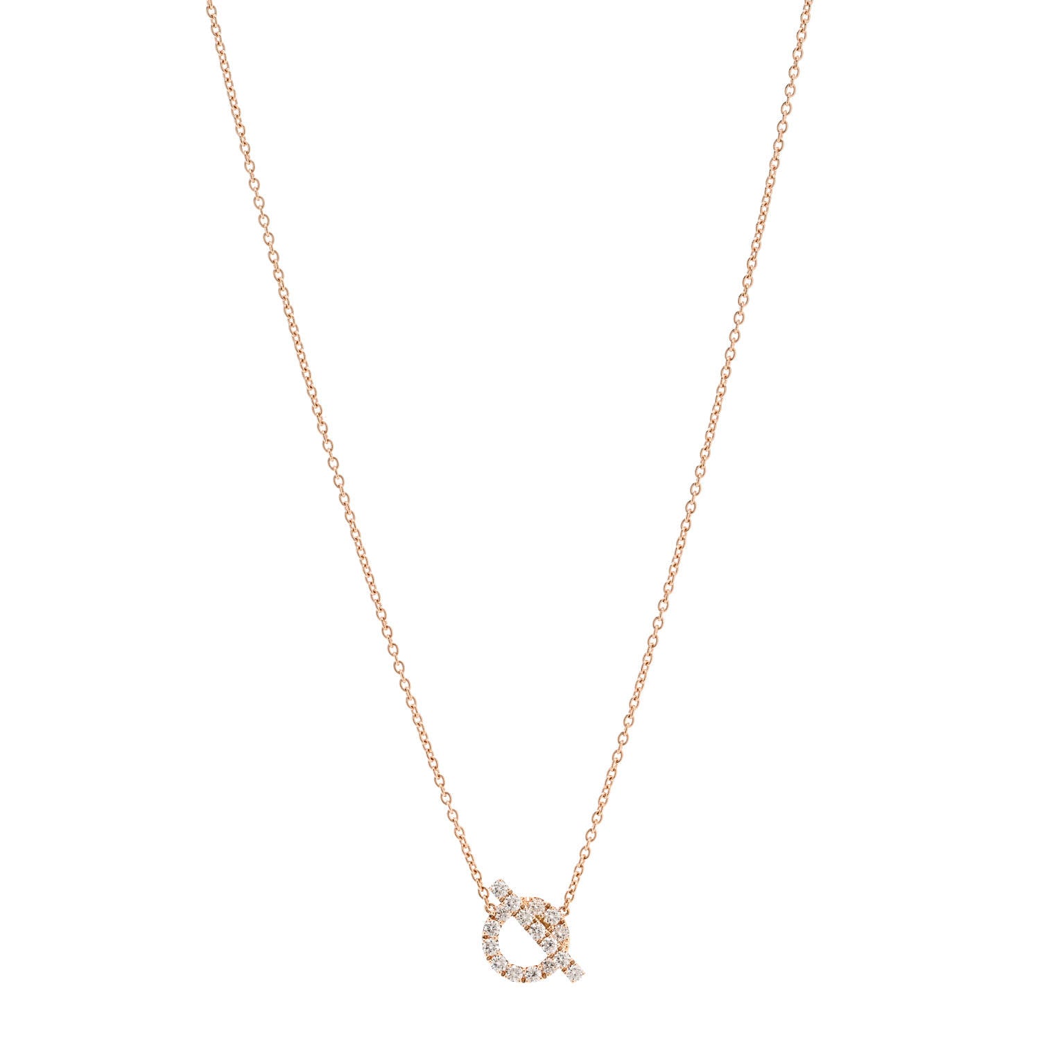 Hermes 18K Rose Gold Diamond Finesse Pendant Necklace 1 of 5