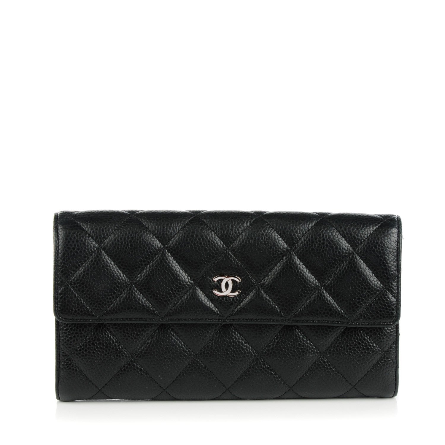 Chanel Caviar Quilted Large Gusset Flap Wallet Black 1 of 8