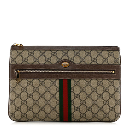 Gucci GG Supreme Monogram Large Ophidia Pouch Clutch Brown 1 of 8