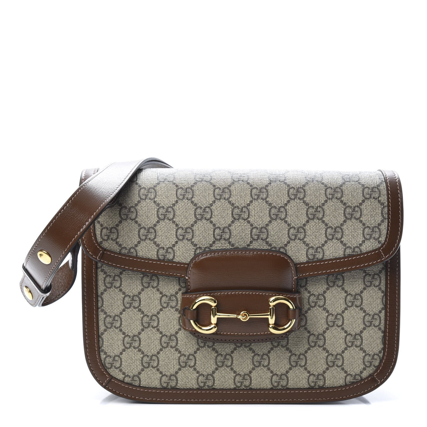 GG Supreme Monogram Horsebit 1955 Shoulder Bag Beige Brown Sugar