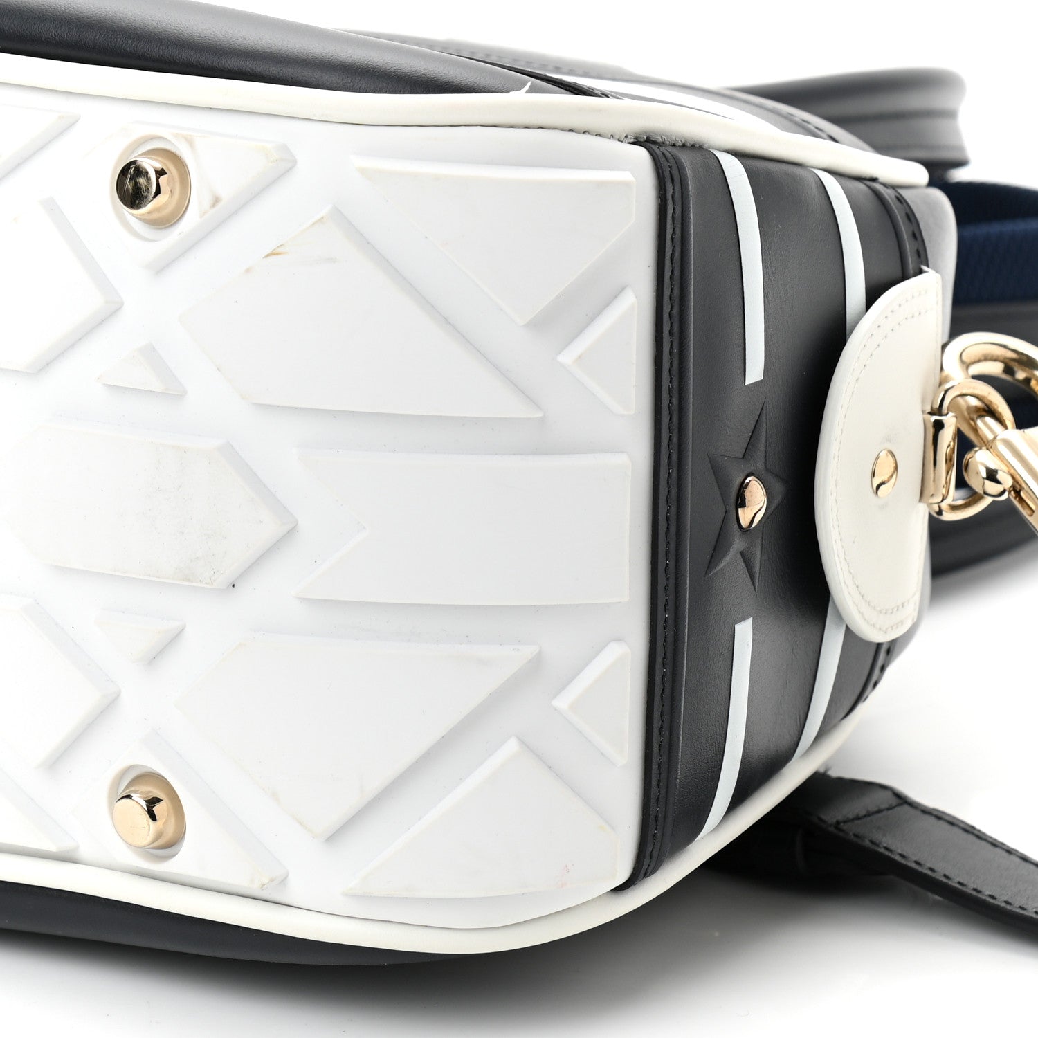 Christian Dior Calfskin Medium Dior Vibe Zip Bowling Bag Blue White 10 of 10