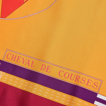 Hermes Silk Cheval De Courses Scarf 90 Rose Vif Sapphire Chaudron 3 of 6