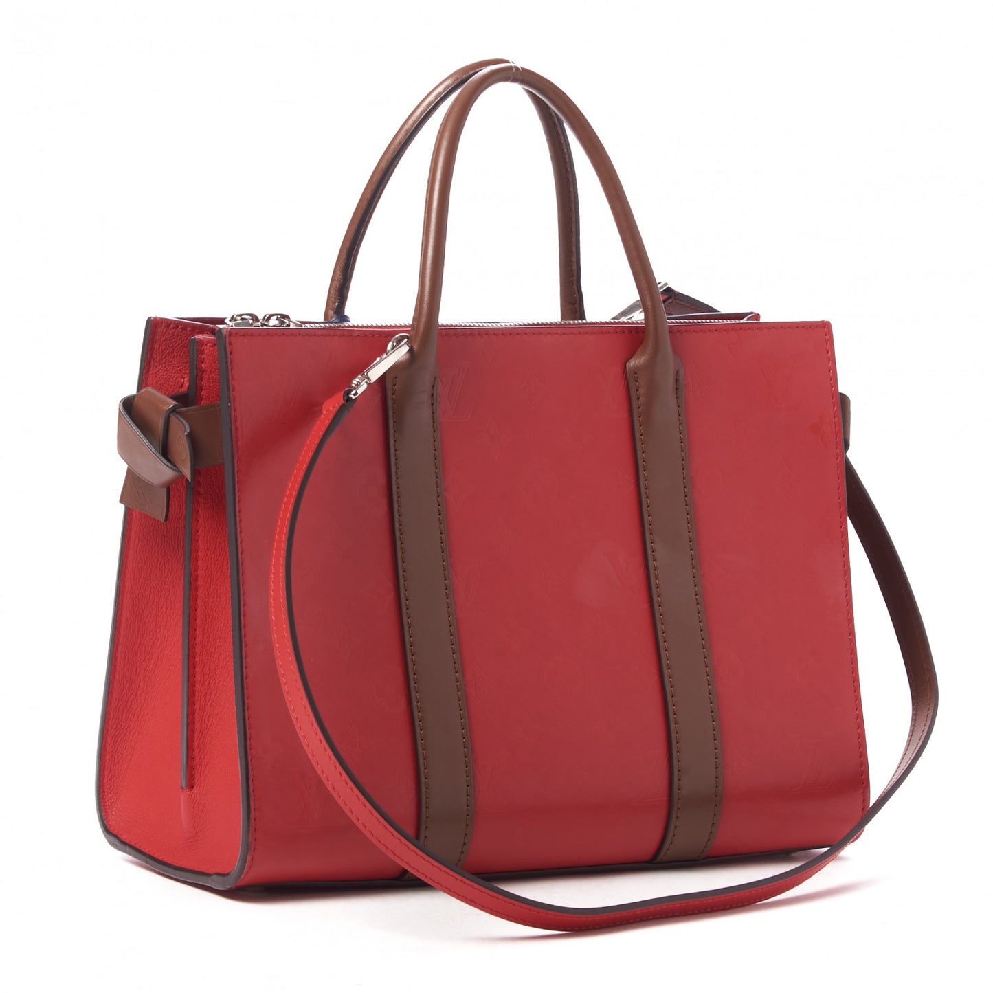 Monogram Cuir Plume Very Tote MM Rubis Noisette