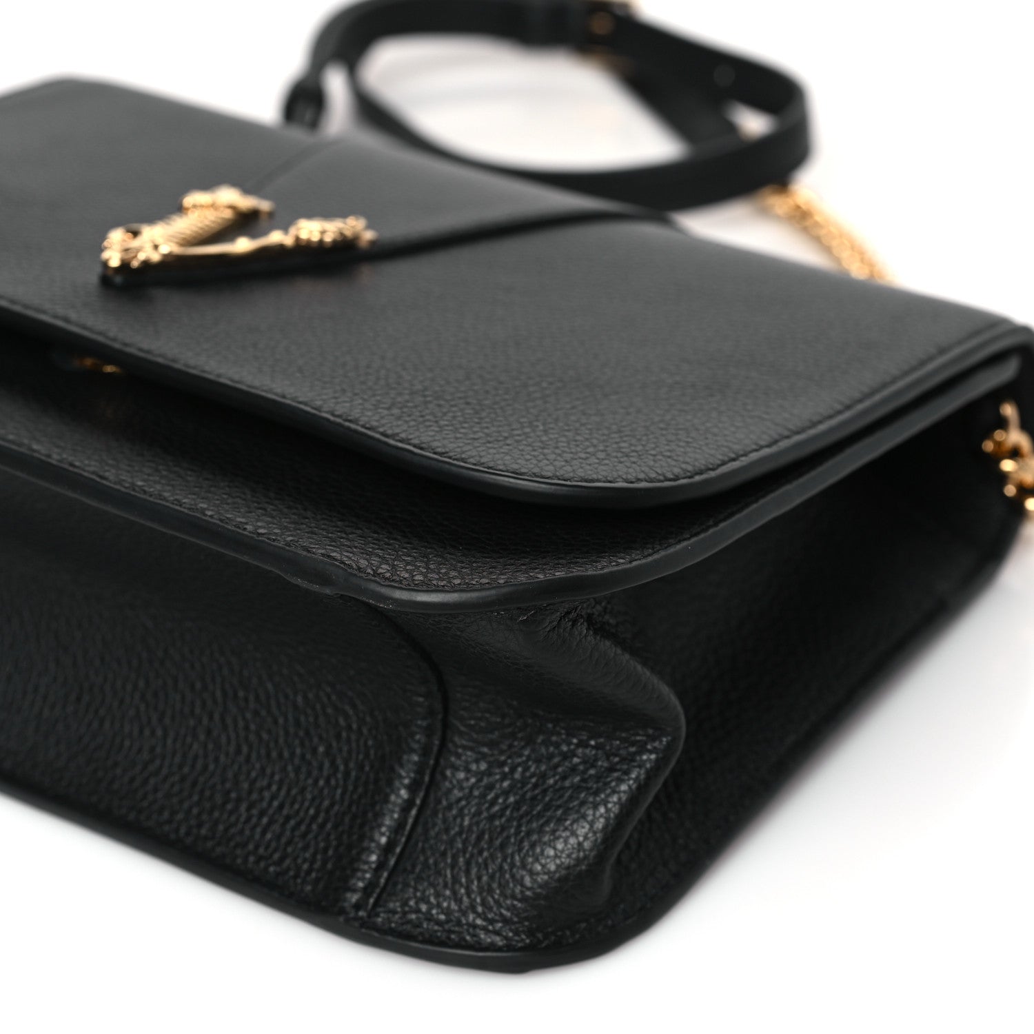 Versace Grainy Calfskin Virtus Chain Crossbody Black 8 of 8