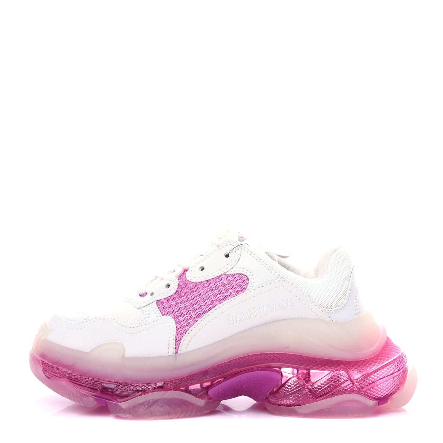 Fabric Mesh Clear Sole Womens Triple S Sneakers 37 White Pink