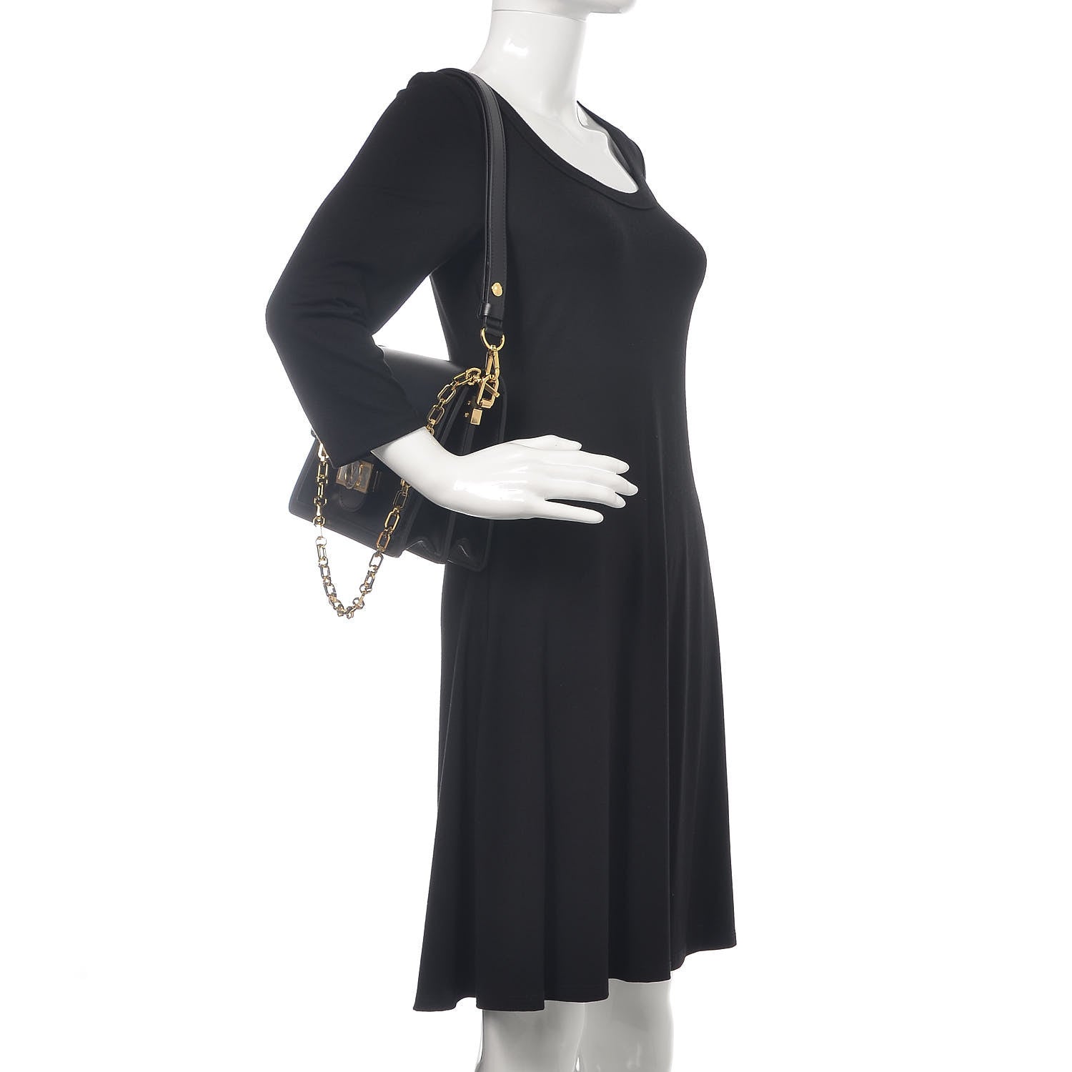 Louis Vuitton Smooth Calfskin Dauphine MM Black 2 of 9