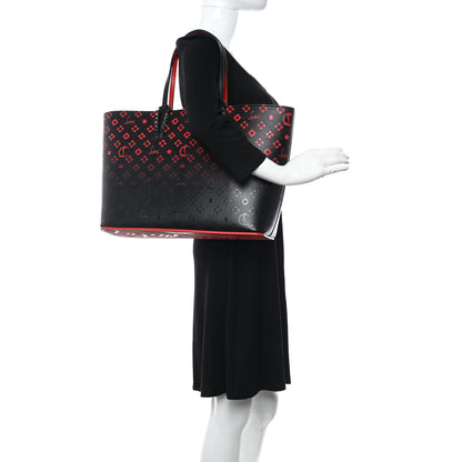 Christian Louboutin Perforated Calfskin Degrade Loubinthesky East West Cabata Tote Black Red 2 of 11