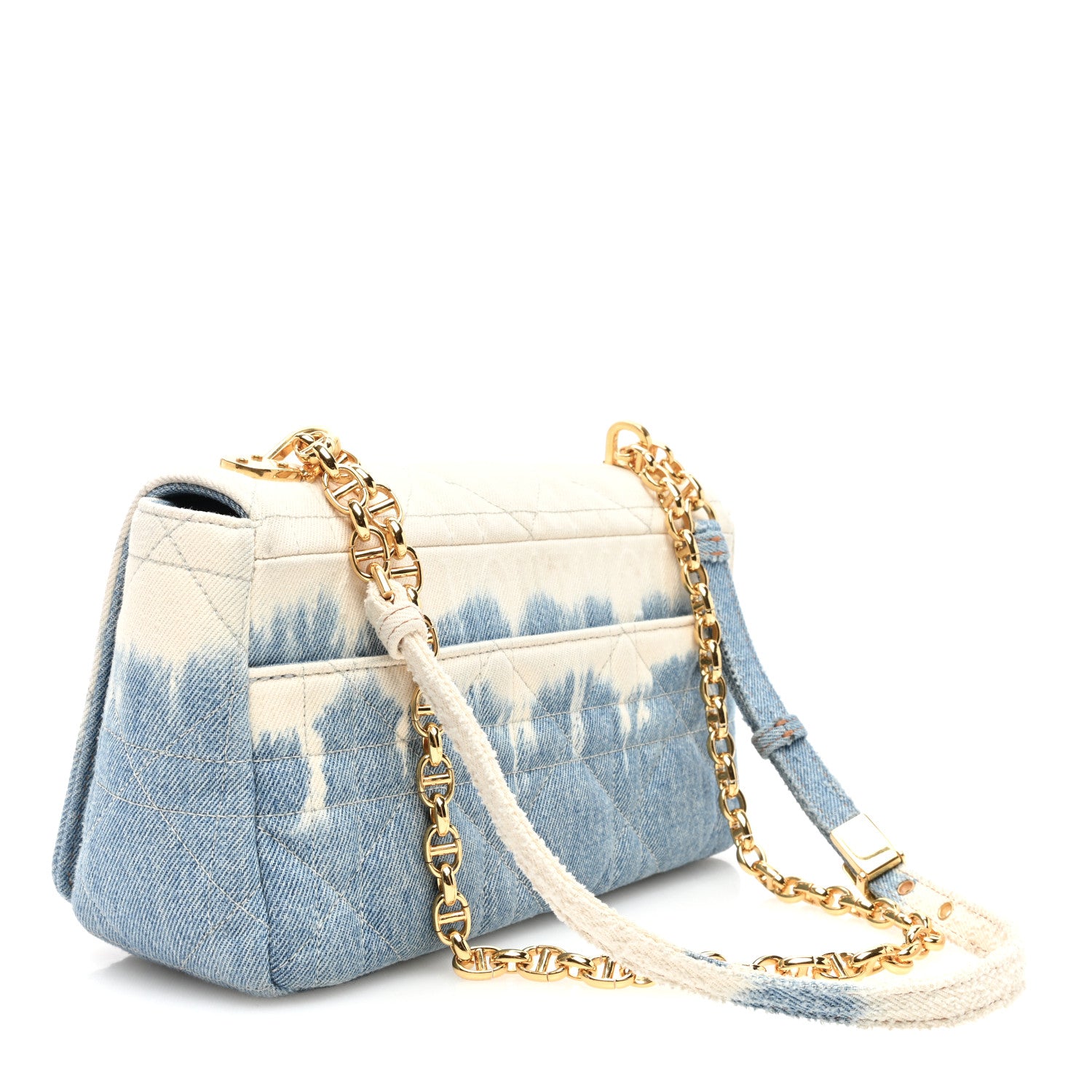 Christian Dior Denim Macrocannage Tie Dye Cannage Small Caro Bag White Blue 3 of 9