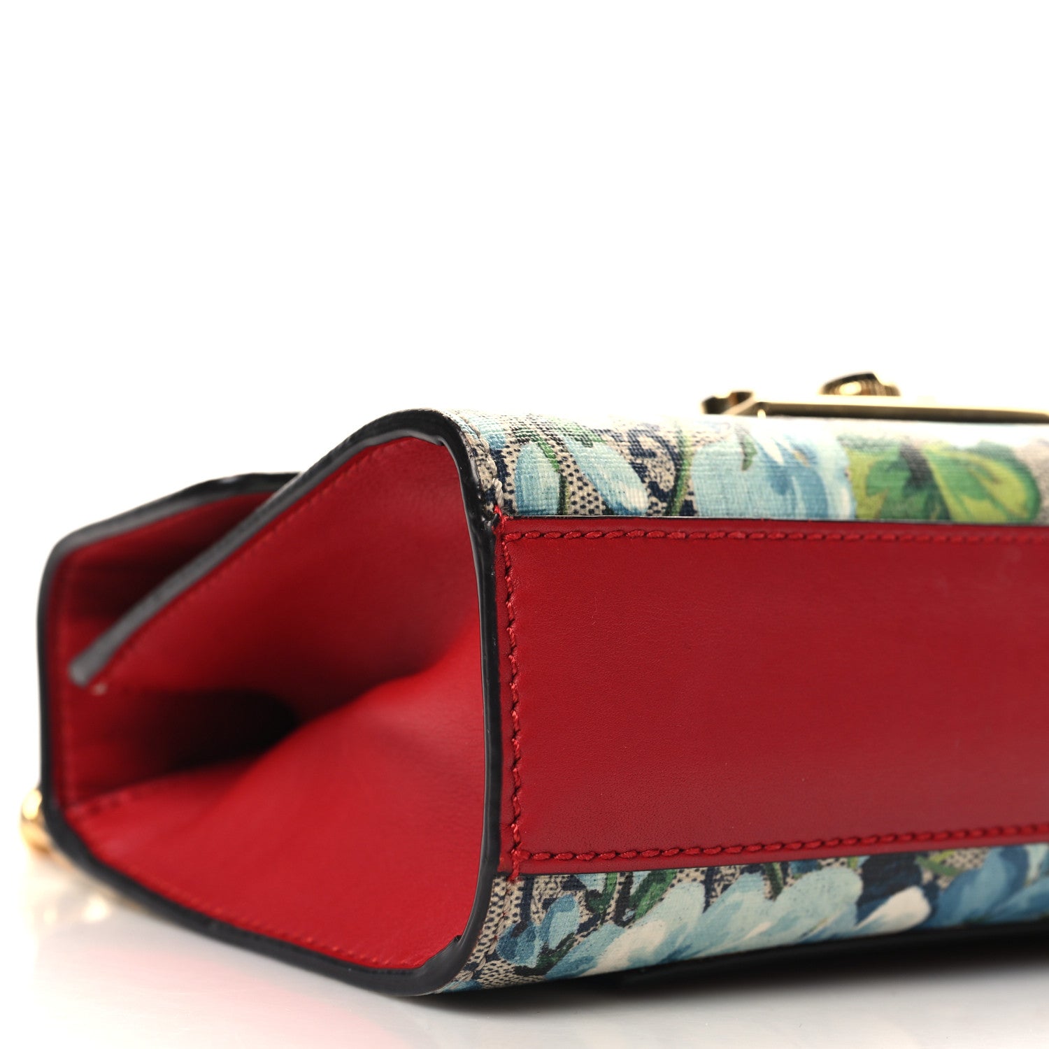 Gucci GG Supreme Monogram Blooms Small Padlock Shoulder Bag Beige Blue Navy Hibiscus Red 9 of 10