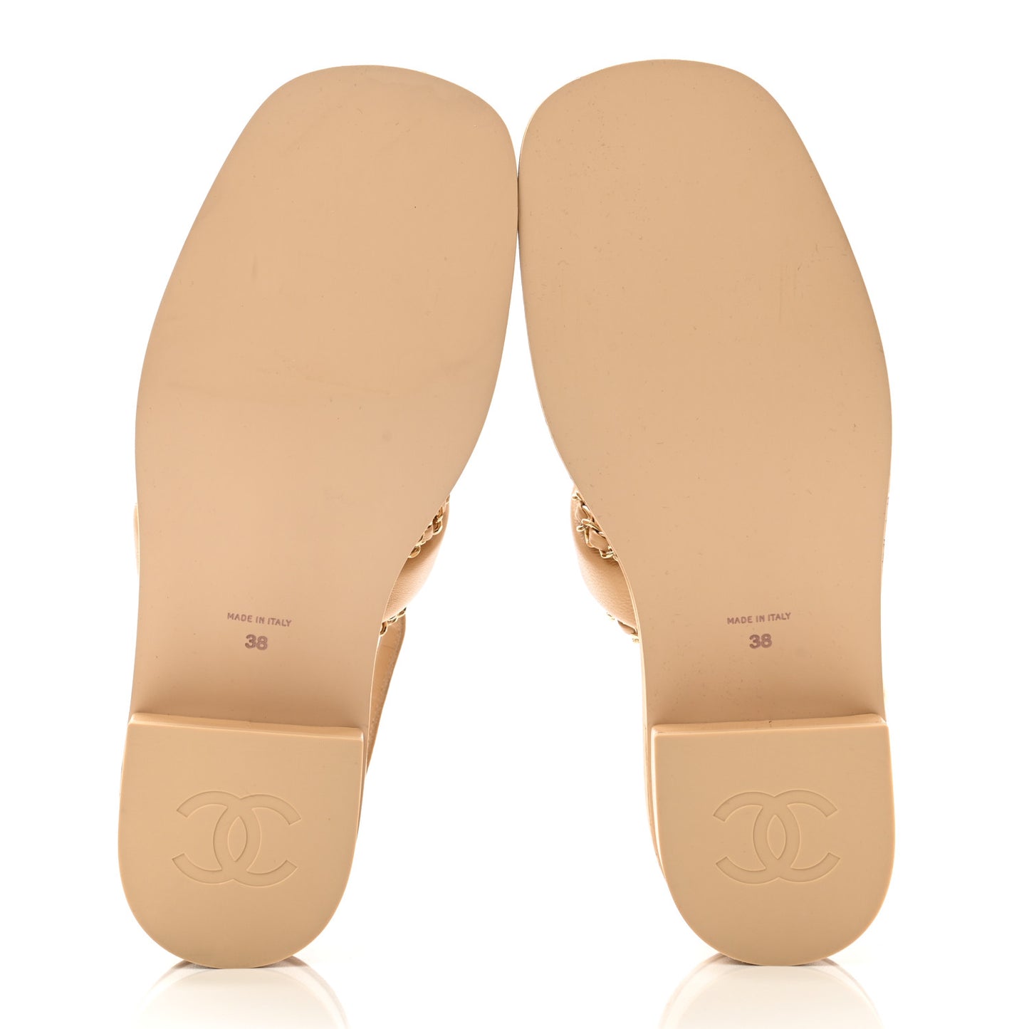 Lambskin Cork Chain Sandals 38 Beige