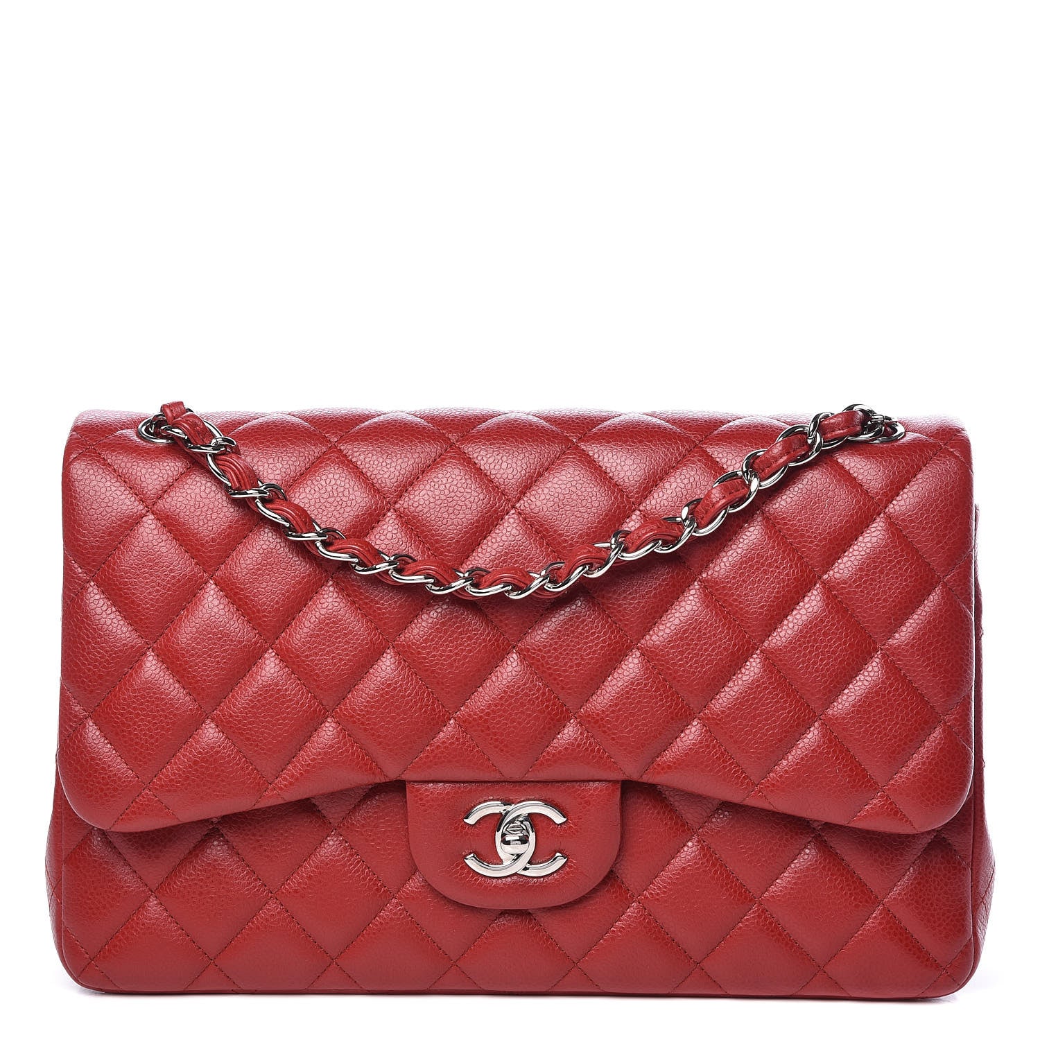 Chanel Caviar Quilted Jumbo Double Flap Red 1 of 12