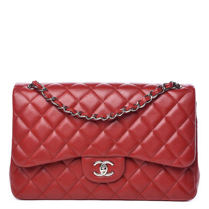 Chanel Caviar Quilted Jumbo Double Flap Red 1 of 12