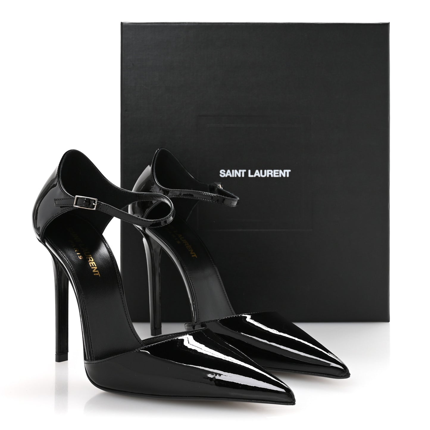 Vernice Grupy Avenue 110 Ankle Strap Pointed Pumps 38.5 Black