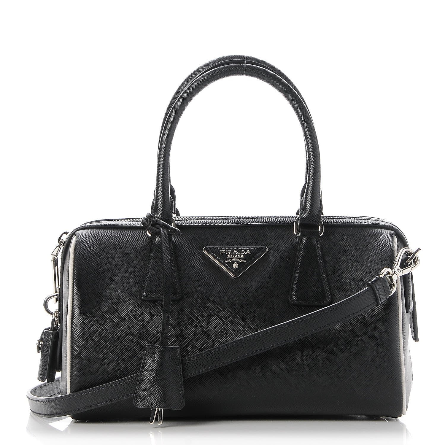Prada Saffiano Lux Bowler Black 1 of 9