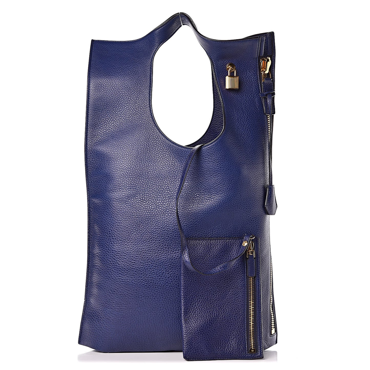 Calfskin Large Alix Padlock Zip Shoulder Bag Cobalt