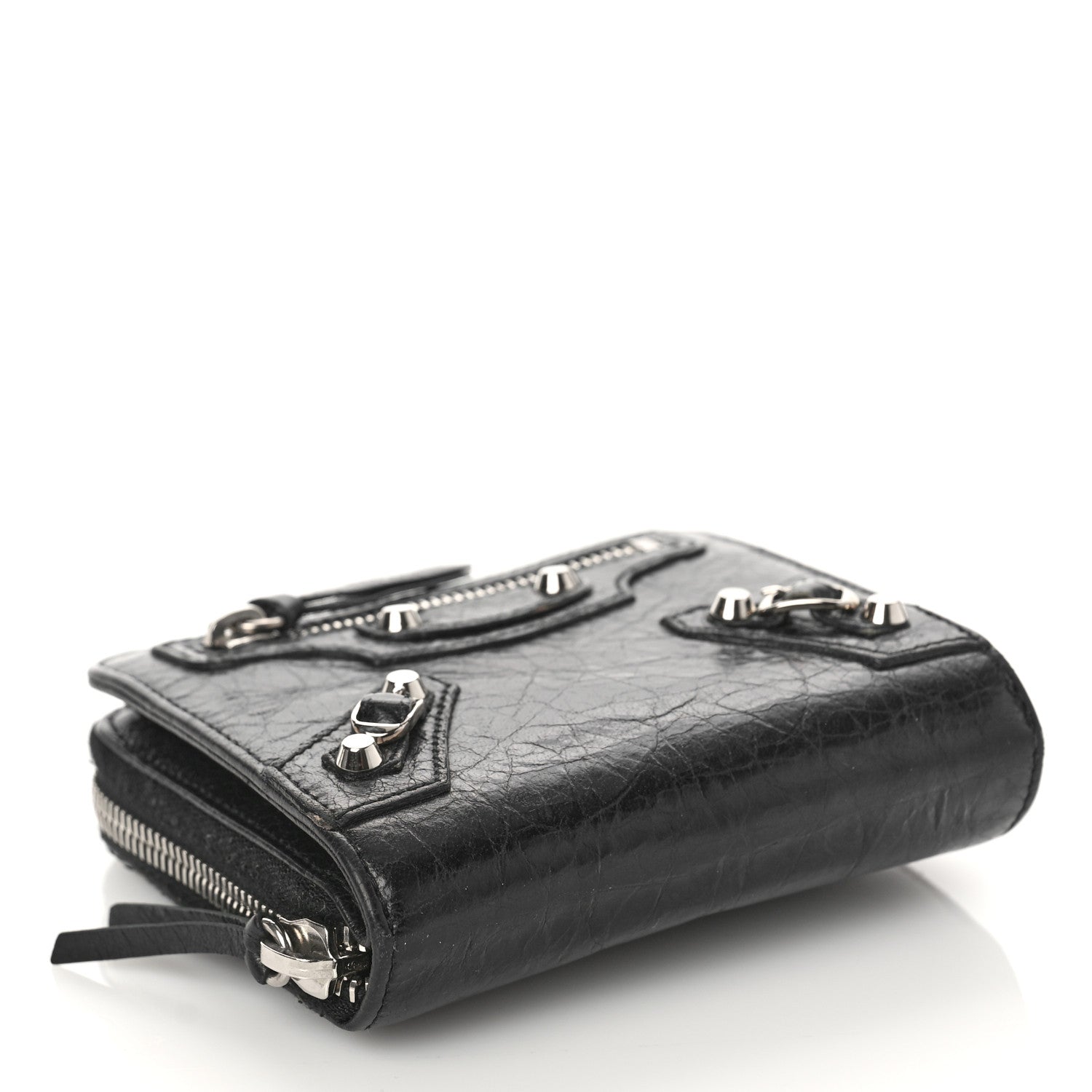 Balenciaga Agneau Classic Silver Hardware Compact Wallet Black 4 of 9