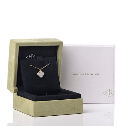 Van Cleef & Arpels 18K Yellow Gold Mother of Pearl Sweet Alhambra Pendant Necklace 7 of 8