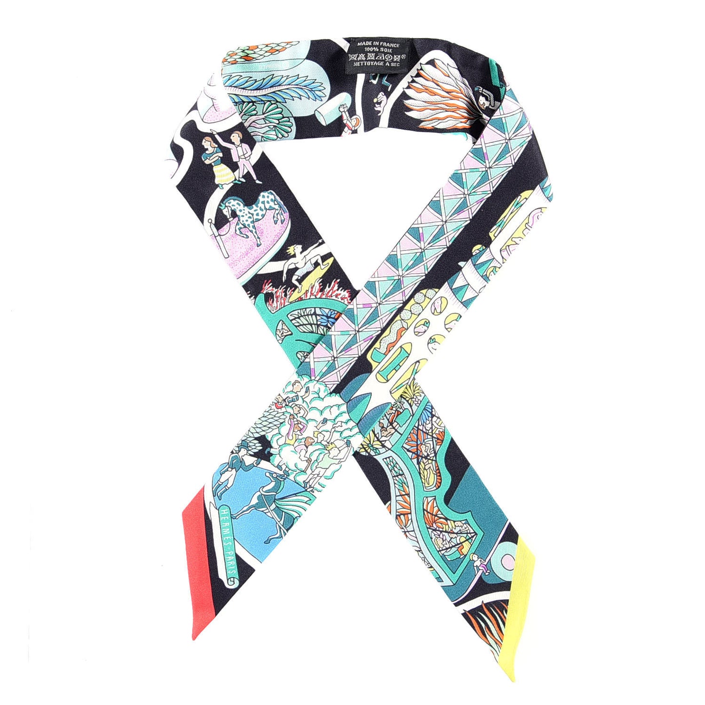 Silk Exposition Universelle Twilly Black Vert Rose