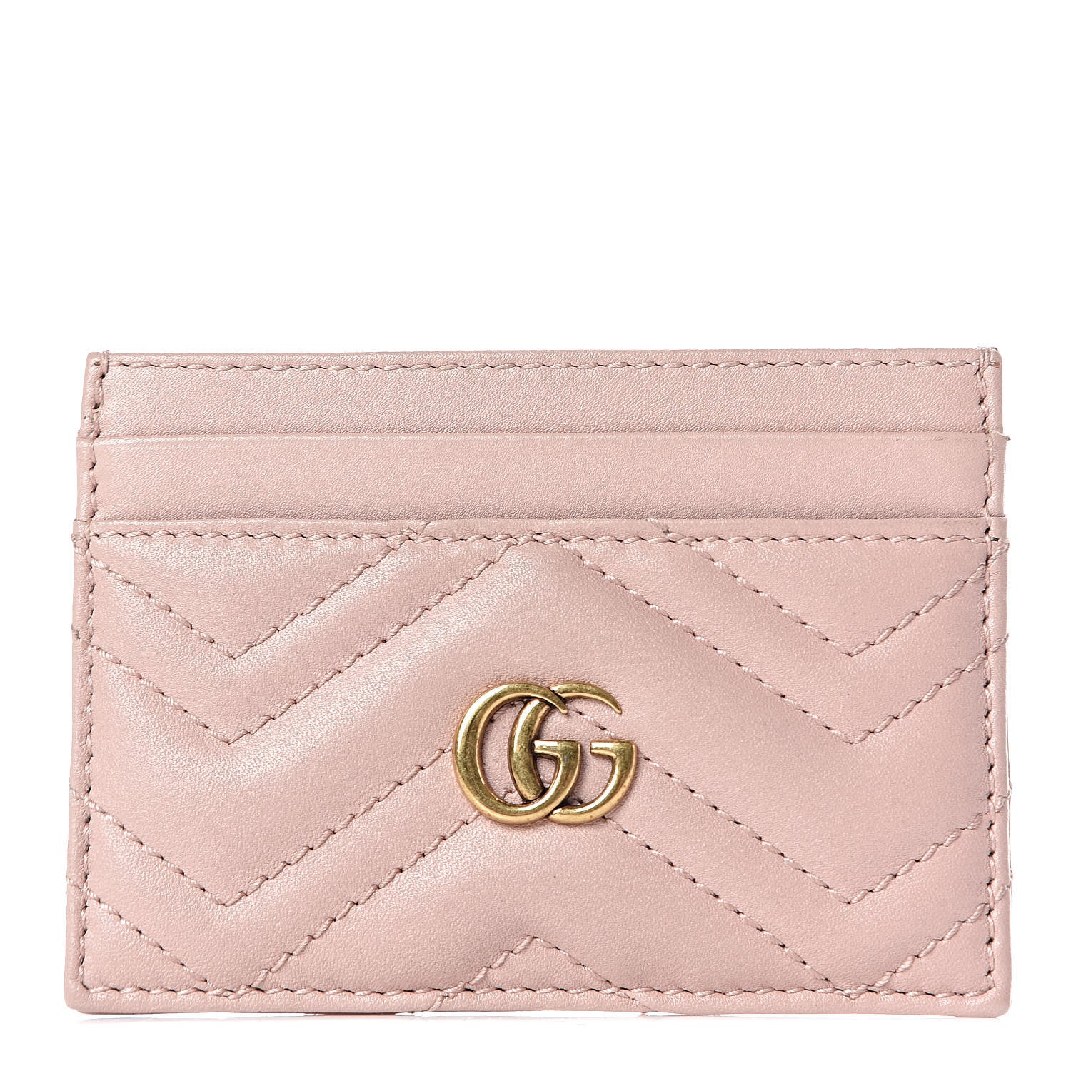 Gucci Calfskin Matelasse GG Marmont Card Holder Perfect Pink 1 of 6