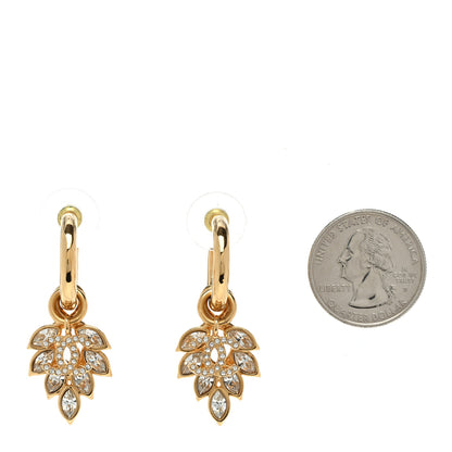 Chanel Metal Crystal Wheat CC Hoop Drop Earrings Gold 2 of 5