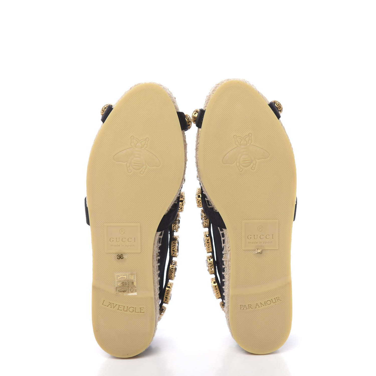 Gucci Canvas Crystal Embellished Espadrilles 36 Black 5 of 11